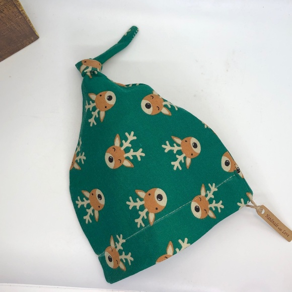 Baby Beanie Green Reindeer Slouchy Beanie Hat 3-6 Mos. - Picture 2 of 15